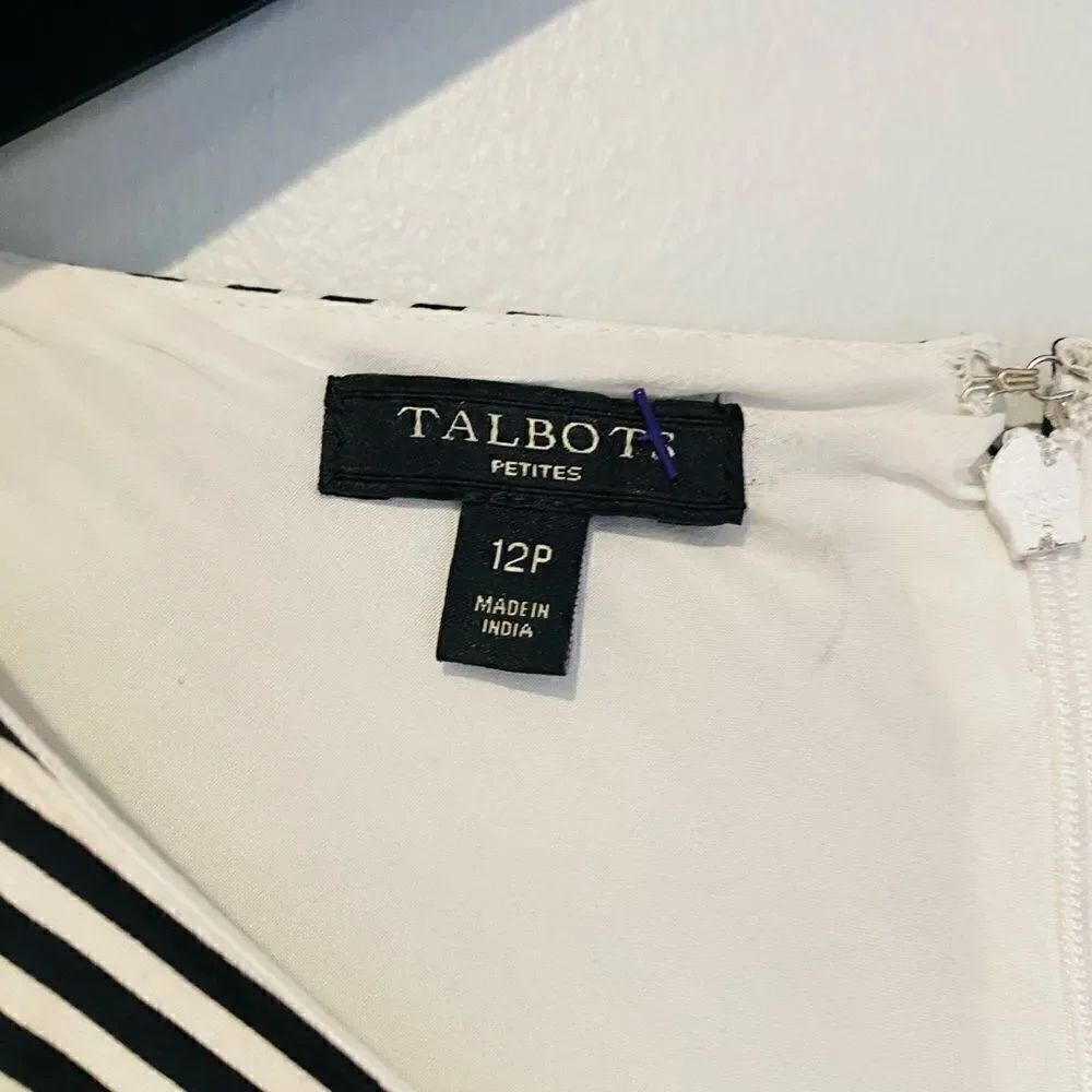 Talbots "Dancing Stripes" Embroidered Dress Size 12P - Picture 7 of 10